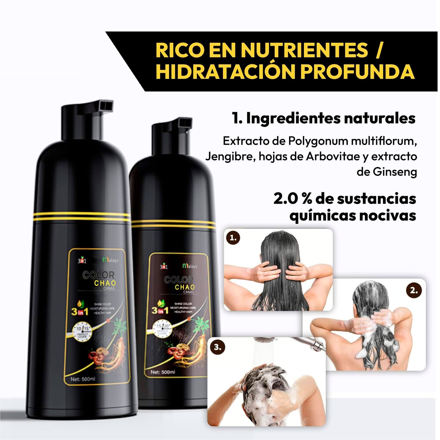 NaturalGlow: Cubre las canas de forma inmediata y natural mientras nutre y fortalece tu cabello desde la raíz.