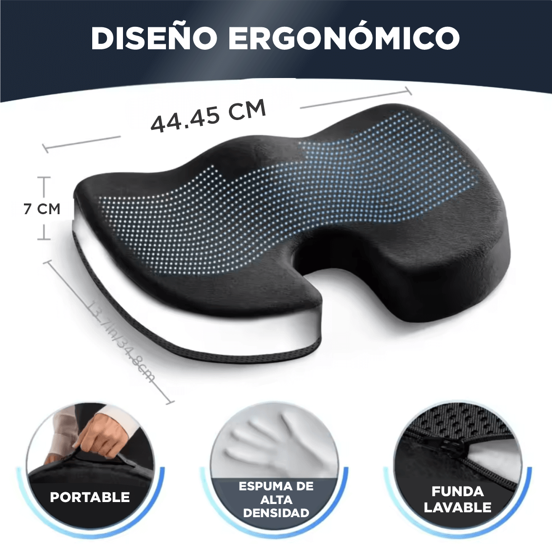 RelaxPro: Cojín ortopédico para una espalda y coxis sin dolor + Corrector Lumbar GRATIS