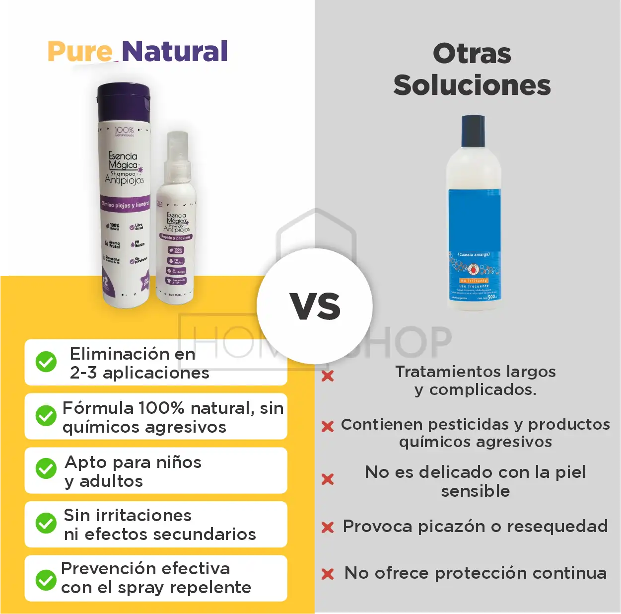 PureNatural: Deshazte de los piojos y liendres sin esfuerzo en 1 semana. Fortalece y embellece el cabello de forma natural + 2 regalos GRATIS