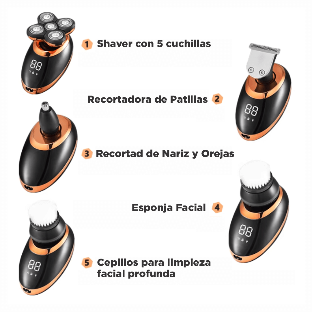 ShavEasyy 5 en 1: Look impecable todos los días en solo 90 segundos. Sin esfuerzo y sin irritación.