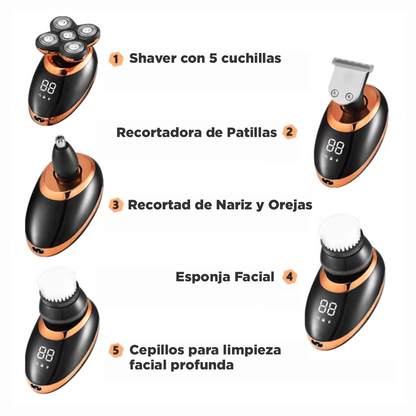 ShavEasyy 5 en 1: Look impecable todos los días en solo 90 segundos. Sin esfuerzo y sin irritación.
