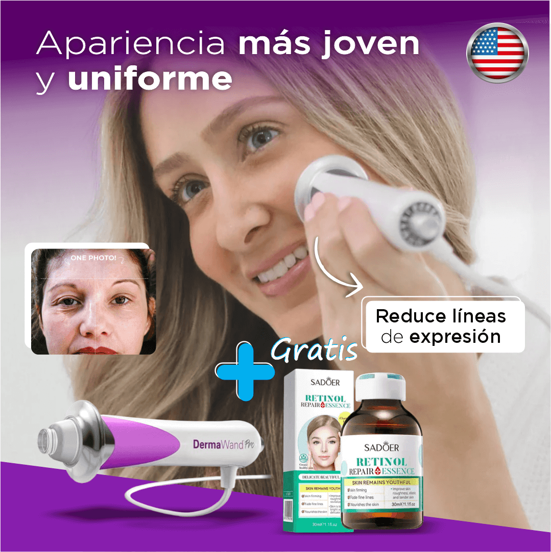 Dermawand Pro: Rejuvenece tu piel en 10 minutos, sin tratamientos invasivos y sin dolor + Retinol antienvejecimiento GRATIS