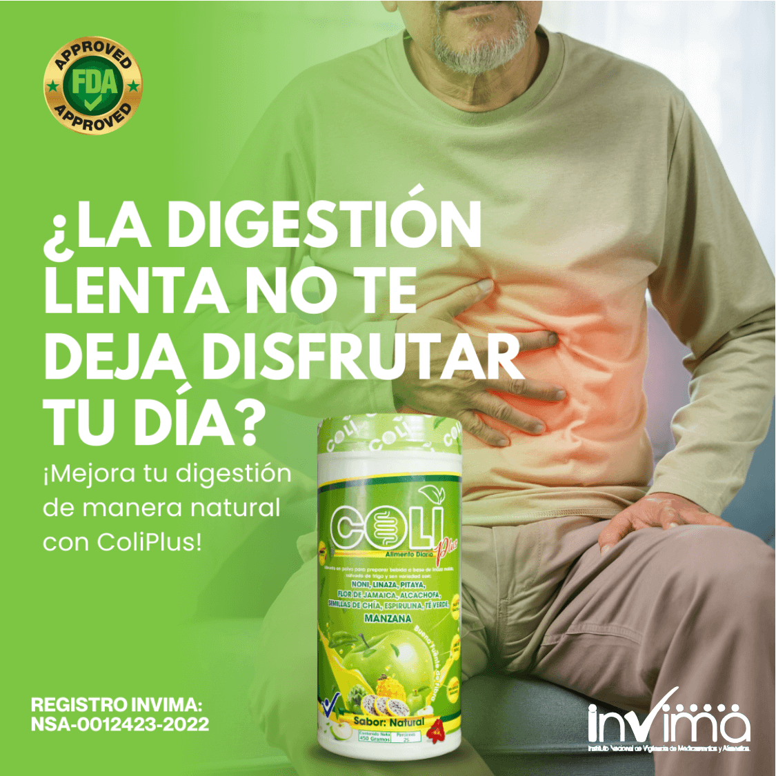 Coliplus: Vuelve a comer lo que más te gusta sin preocupación, dolor o hinchazón. Tratamiento 100% natural.