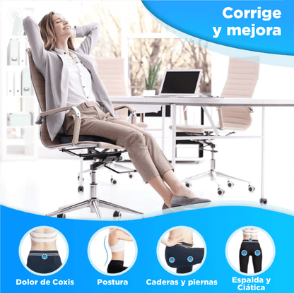 RelaxPro: Cojín ortopédico para una espalda y coxis sin dolor + Corrector Lumbar GRATIS