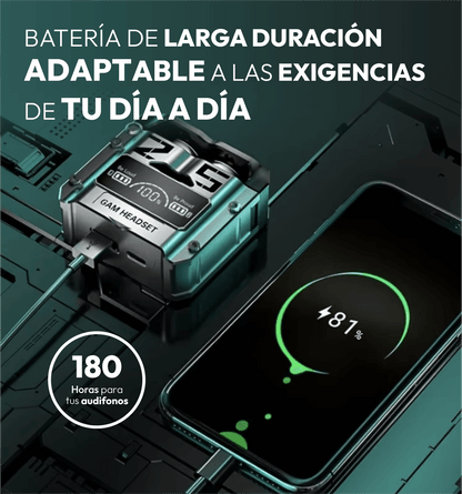 Infinity Sound: Sonido envolvente, comodidad todo el día y power bank integrada para mantenerte siempre conectado.