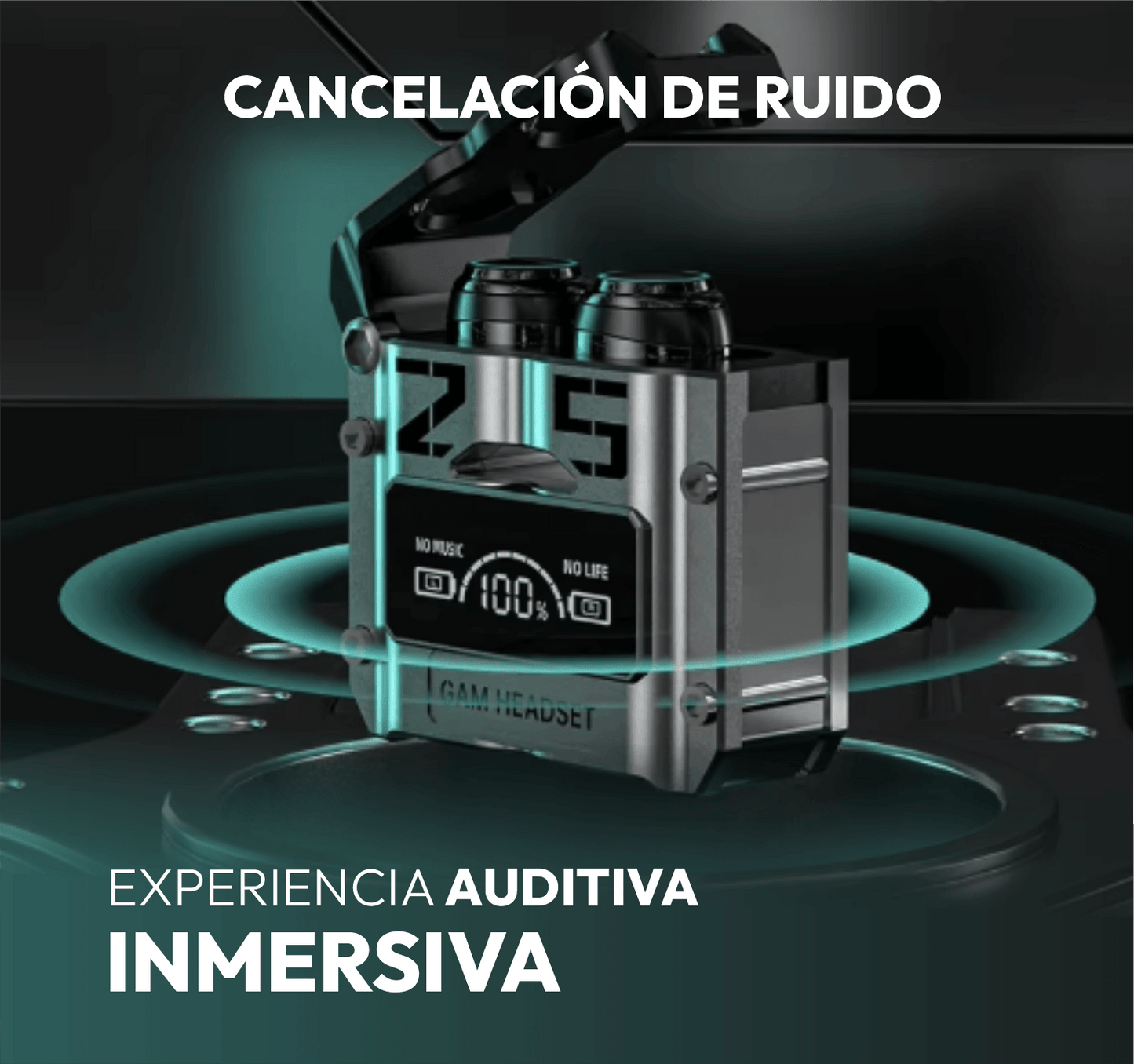 Infinity Sound: Sonido envolvente, comodidad todo el día y power bank integrada para mantenerte siempre conectado.