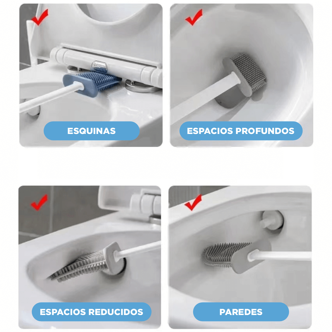 BacterX: Cepillo 2 en 1. Alcanza los rincones más difíciles con facilidad y sin esfuerzo.