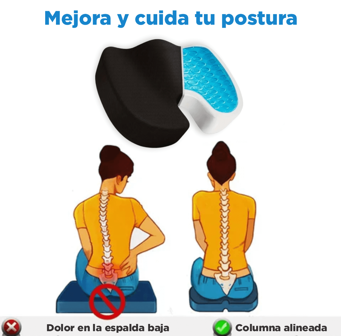 RelaxPro: Cojín ortopédico para una espalda y coxis sin dolor + Corrector Lumbar GRATIS