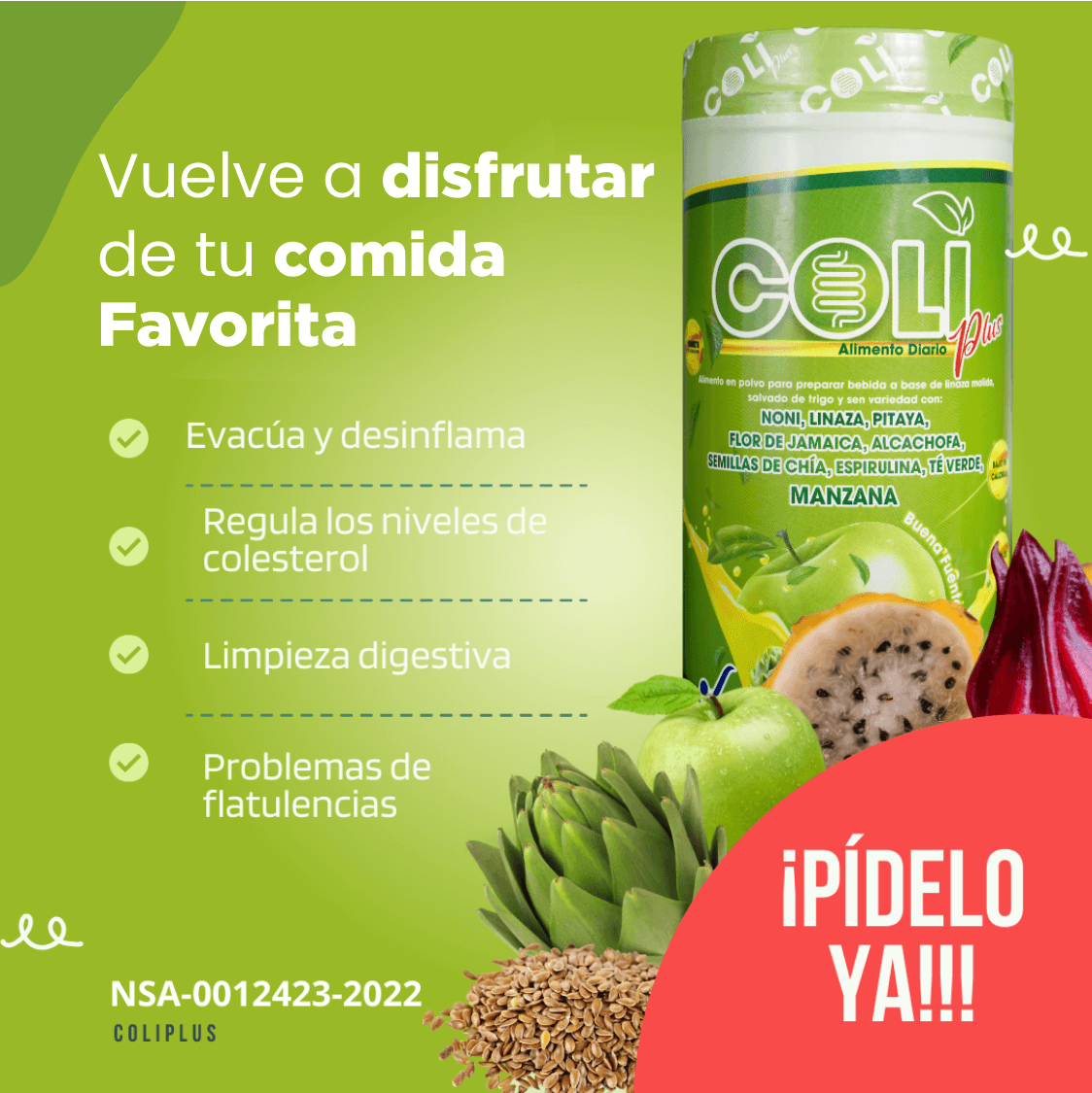 Coliplus: Vuelve a comer lo que más te gusta sin preocupación, dolor o hinchazón. Tratamiento 100% natural.