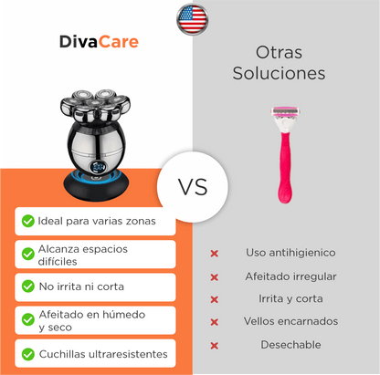 DivaCare: Piel suave y libre de vellos al instante, sin esfuerzo, dolor e irritación.