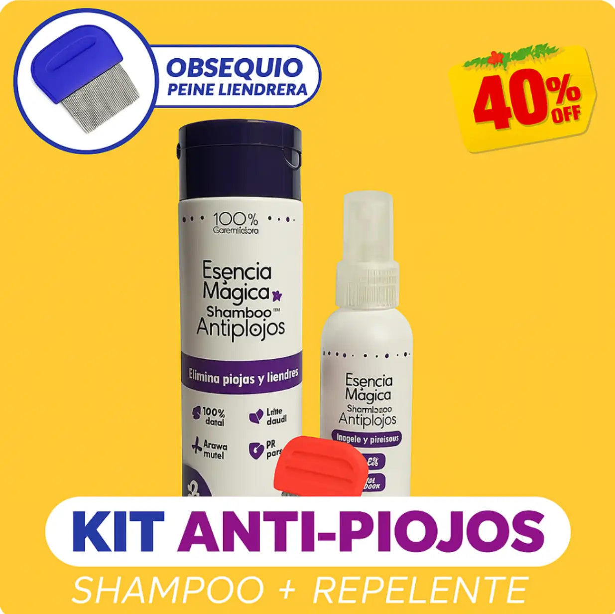 PureNatural: Deshazte de los piojos y liendres sin esfuerzo en 1 semana. Fortalece y embellece el cabello de forma natural + 2 regalos GRATIS