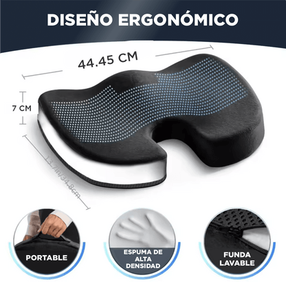 RelaxPro: Cojín ortopédico para una espalda y coxis sin dolor + Corrector Lumbar GRATIS