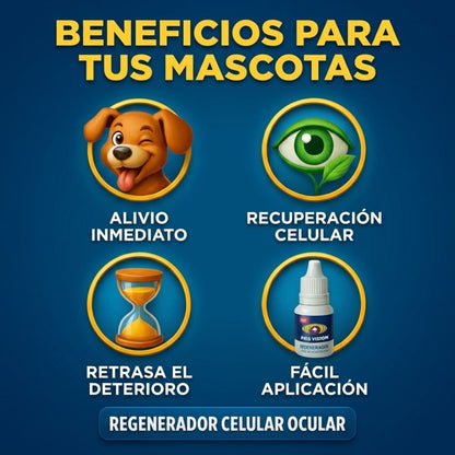 Pets visión: Devuélvele la claridad y la alegría a los ojos de tu mascota, sin dolor y de forma natural.