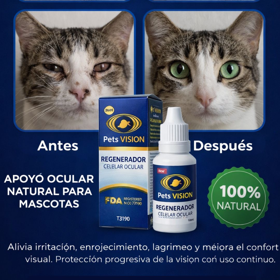 Pets visión: Devuélvele la claridad y la alegría a los ojos de tu mascota, sin dolor y de forma natural.