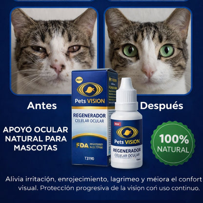 Pets visión: Devuélvele la claridad y la alegría a los ojos de tu mascota, sin dolor y de forma natural.