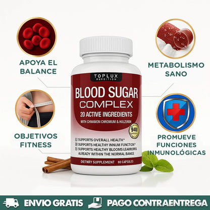Blood Sugar: Mantén los niveles saludables de azúcar en la sangre y la energía estable a lo largo del día, sin necesidad de fármacos ni dietas extremas.