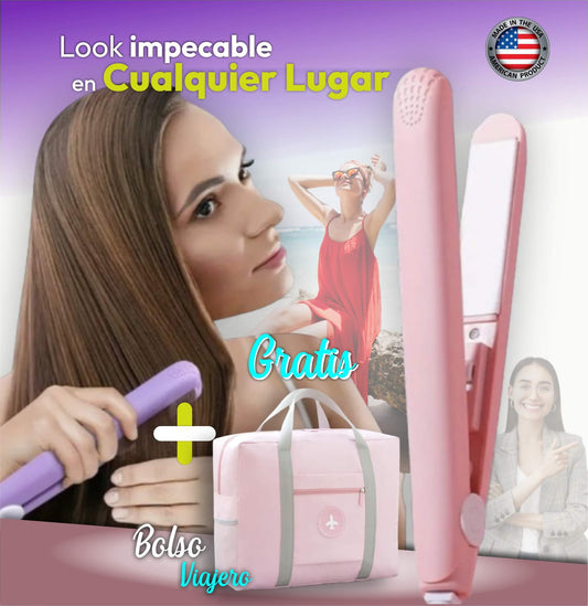 GoBeauty 2 en 1: Luce increíble en cualquier lugar y sin complicaciones: Alisa y Riza al mismo tiempo + Bolso Viajero Plegable GRATIS