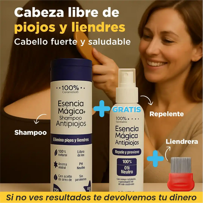PureNatural: Deshazte de los piojos y liendres sin esfuerzo en 1 semana. Fortalece y embellece el cabello de forma natural + 2 regalos GRATIS